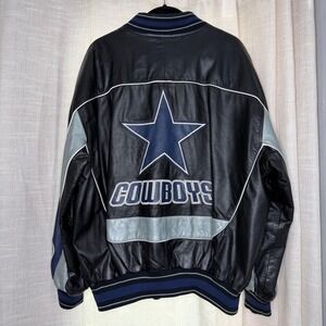 90s Vintage 58 Sports Dallas Cowboys Leather Varsity Jacket Embroidered Men's XL